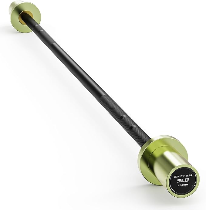 PAPABABE 5LB Mini Barbell Bar 4ft Technique Training Barbell For Beginner Women kid 2-inch Plate Barbell for Home Gym Fitness