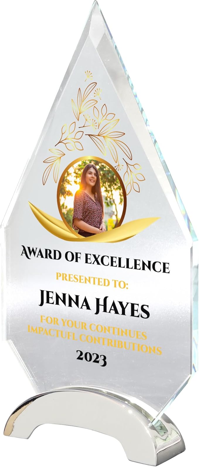 9 1/4" Personalized Glass Plaque for Awards and Trophies, Custom Award for Employee of the Month, Retirement, Leadership and Appreciation Gift P (Design 1)