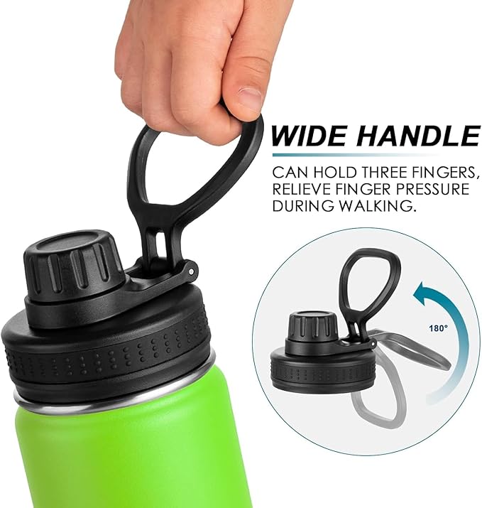 koodee Insulated Water Bottle, 32 oz Stainless Steel Double Wall Vacuum Wide Mouth Sport Bottle with Leakproof Spout Lid (Apple Green)