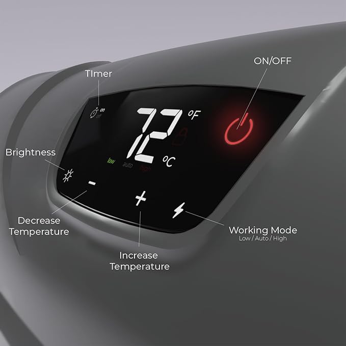 NEW Touch Screen - 1500 Watt ~ Infrared Space Heater ~ Wall Mounted ~ Wifi Enabled Grey with WIFI