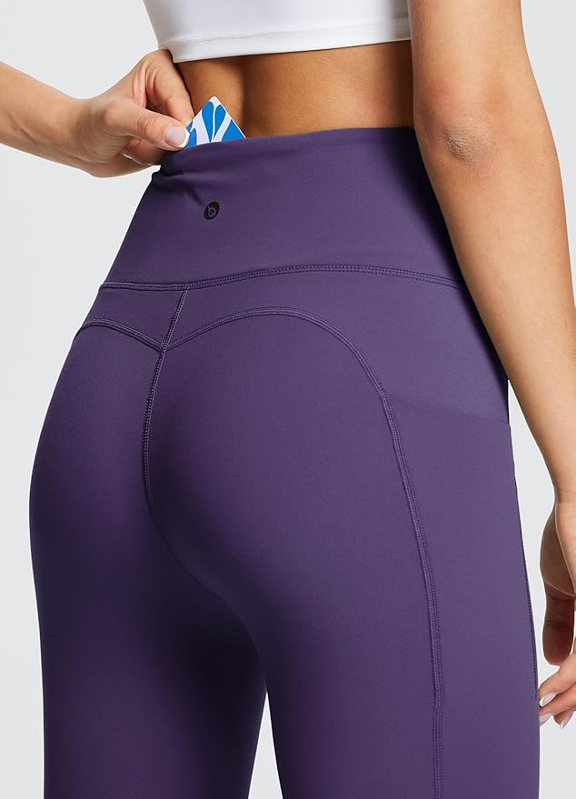 BALEAF Women's Leggings with Pockets Black Tummy Control Workout High Waisted Athletic 7/8 Ultra Soft Gym Yoga Ankle Pants