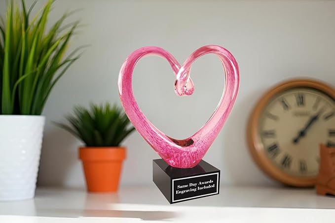 Hand-Blown Art Glass Award – Custom Engraved Elegant Award for Corporate, Sports Retirement Volunteer Recognition Leadership Personal Milestones Employee Gifts