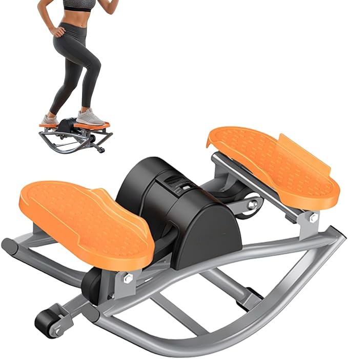 Rock Stepper Side to Side, 49x27x23cm Portable Stepper Machine with A Pull Cord, Compact Steppers for Exercise at Home, The Rock Steppers with Shock-Absorbing Pads, Silent, High Carbon Steel