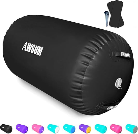 AWSUM Air Roller Gymnastics Barrel Inflatable Tumbling Mat Back Handspring Trainer for Octagon Mat Gym Home Gymnastics Equipment 1PCS，No Electric Pump