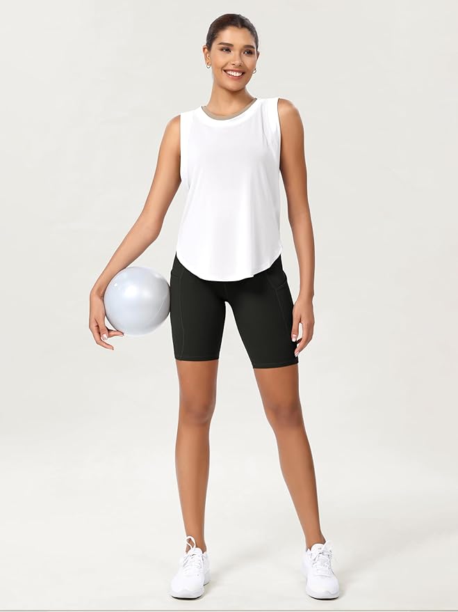 ODODOS Women's Tummy Control Biker Shorts 2.0 with Pockets High Waist Athletic Workout Yoga Shorts-3.5''/ 5"/ 8" / 10" Inseam