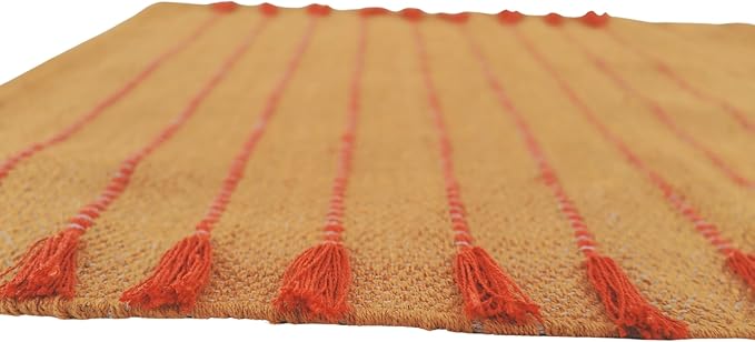 Indian Handmade100 % Organic Anti Skid Multi Colour Cotton Yoga Mat - Eco-Friendly Hand-Woven Rug - Non-Slip & Thick (24”x72”x5mm) for Hot yoga & Everyday Fitness at Home - Comfortable & Foldable Extra-Long Mat