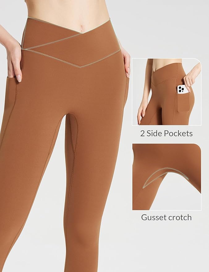 BALEAF Women's Leggings with Pockets Black Tummy Control Workout High Waisted Athletic 7/8 Ultra Soft Gym Yoga Ankle Pants