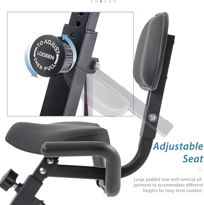 Foldable Exercise Bike with Magnetic Resistance, LCD Display and Arm Bands - Adjustable Upright Recumbent Stationary Fitness Cycling Machine for Home Gym