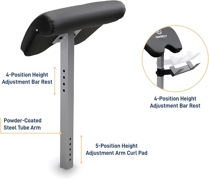 Marcy Standard & Olympic Adjustable Weight Benches and Accessories - Build You Own Home Gym with Optional Attachments Available: Lat Tower, Leg Developer, and Arm Curl for Full Body Exercise and Strength Training
