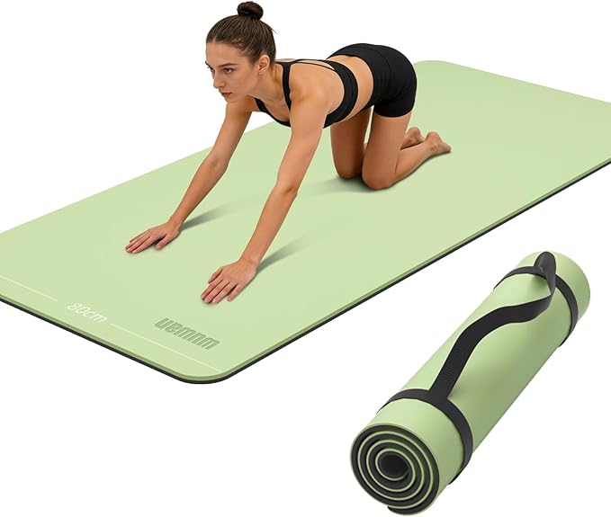 Yoga Mat Non-Slip Extra Thick 72"x32/24" Extra Wide Fitness Exercise Mat TPE Material High Elastic Hot Yoga Mat for Women Yoga Pilates Home Floor Workout (Cow Coffee)