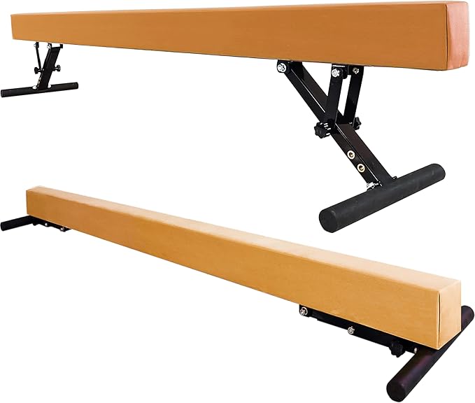 Adjustable Balance Beam for Kids, 8FT Gymnastics Beam with Anti-Slip Legs, High and Low Floor Beam for All Gymnastics Levels, Professional Gymnastic Equipment for Home, Gym Center