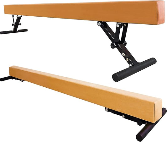 Adjustable Balance Beam for Kids, 8FT Gymnastics Beam with Anti-Slip Legs, High and Low Floor Beam for All Gymnastics Levels, Professional Gymnastic Equipment for Home, Gym Center