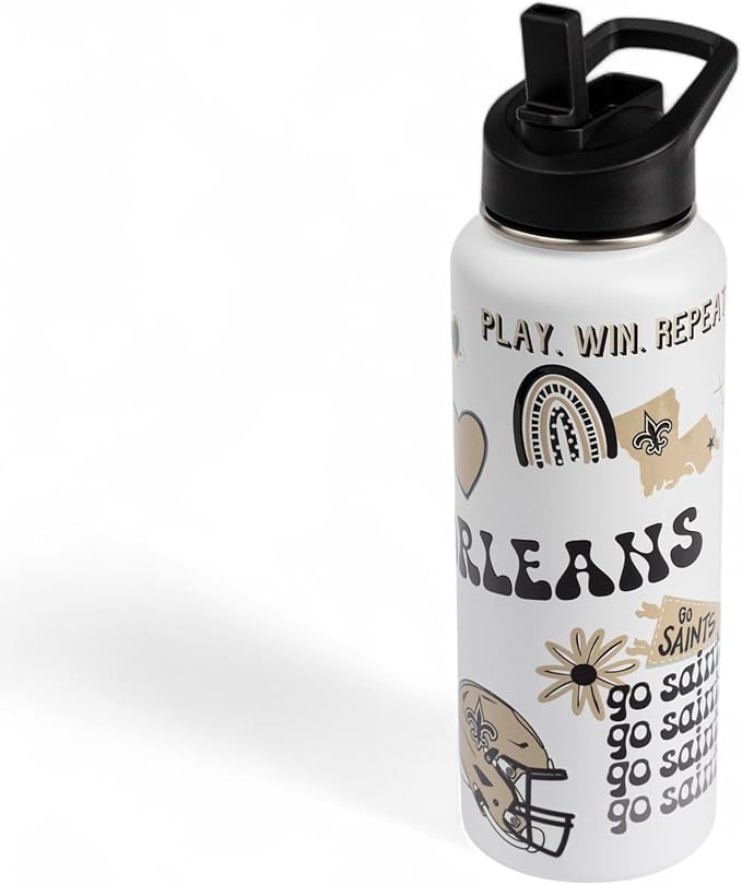 The Memory Company Officially Licensed NFL 34oz Water Bottle - Premium Stainless Steel Double-Wall Insulated, Leakproof Design