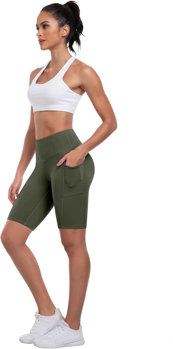 ATHVOTAR Biker Shorts Women with Pockets - 3"/5"/8" High Waisted Workout Spandex Tummy Control Gym Running Yoga Shorts