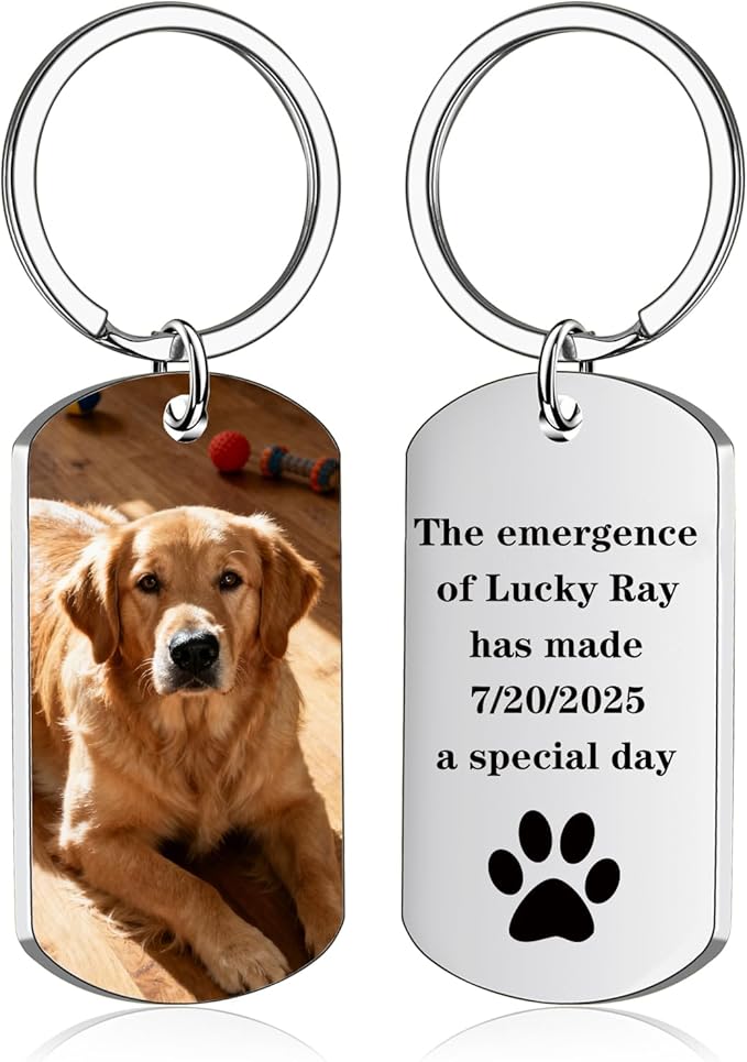 Hiyong Personalized Keychain Custom Photo Keyring Customized Gifts for Men Custom Keychain with Your Photo Logo or Text
