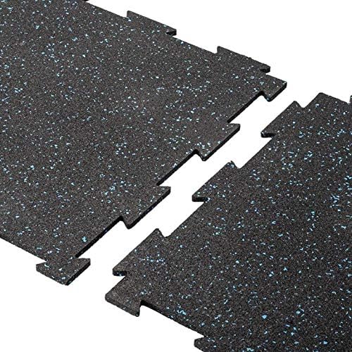 Genaflex Lite Rubber 8mm Interlocking Tiles for Gym Flooring, Exercise Equipment, Exercise Areas - 20" X 20" (Light Blue/Black, 100 Tiles - 270 Sq. Ft.)
