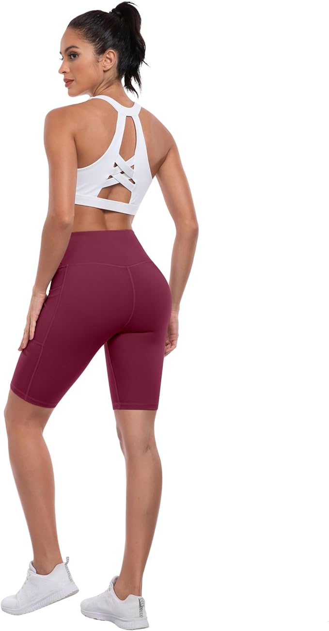 ATHVOTAR Biker Shorts Women with Pockets - 3"/5"/8" High Waisted Workout Spandex Tummy Control Gym Running Yoga Shorts