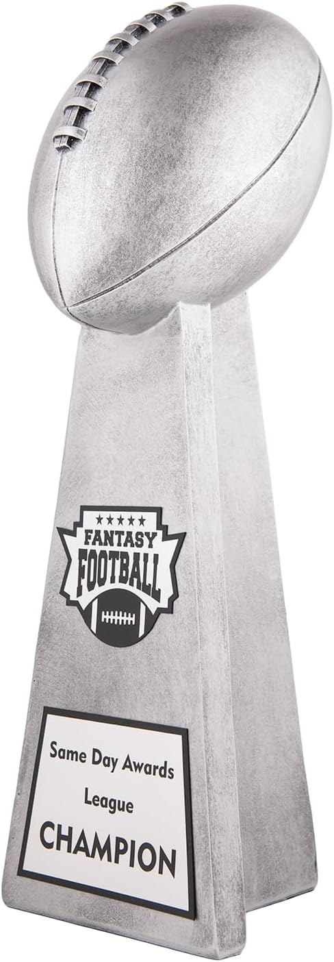 Lil' Vince Silver Fantasy Football Trophy - Custom Engraved Replica Tower Award for Fantasy Football League Champion Draft Parties End of Season Trophy