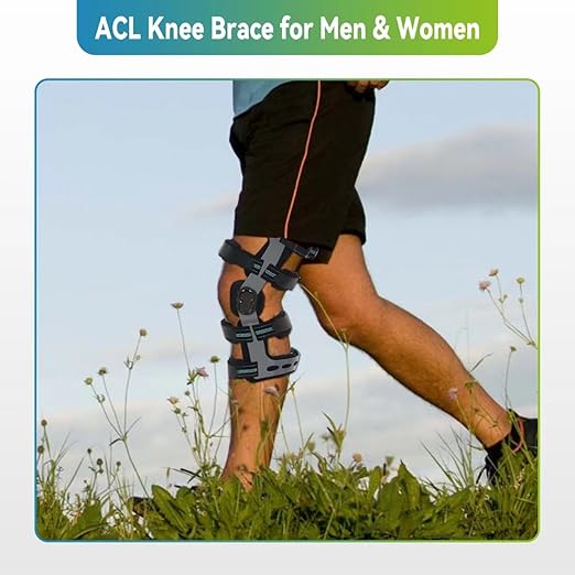 Komzer ACL Knee Brace, Best Functional PCL MCL Knee Brace for Men & Women, Knee Support for Running & Sports & Ligament Injuries OA Arthritis Knee Joint Pain Relief(L-Left)