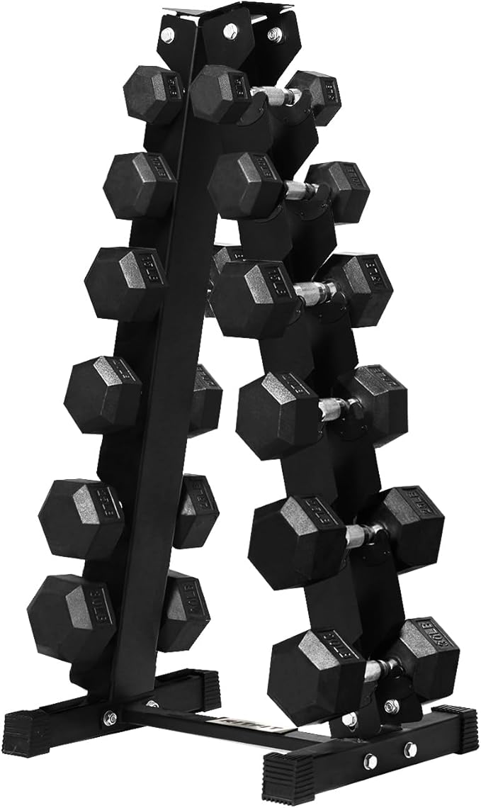 RITFIT 650/550/450/350/300/310/260/210/200/180/150/100 LB Rubber Hex Dumbbells Set with Optional Dumbbell Rack, Multi Weight Set to Choose, Ideal for Home Gym and Fitness