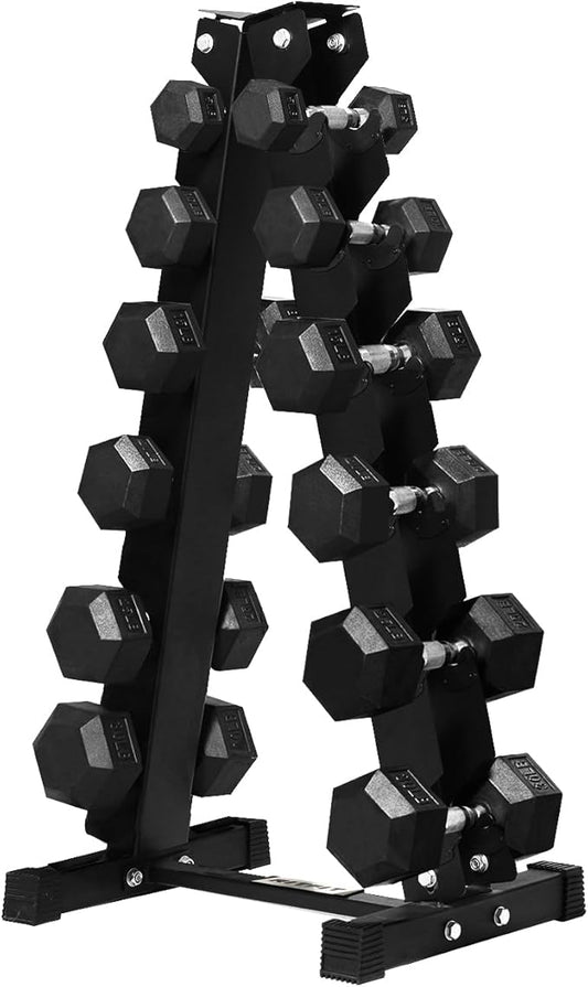 RITFIT 650/550/450/350/300/310/260/210/200/180/150/100 LB Rubber Hex Dumbbells Set with Optional Dumbbell Rack, Multi Weight Set to Choose, Ideal for Home Gym and Fitness