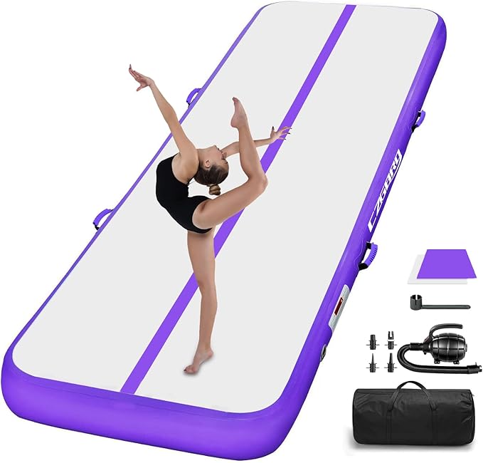 Air Mat Tumble Track, Gymnastics Mats Tumbling Track with Electric Air Pump for Home Use Cheerleading Training Kids Gym Yoga