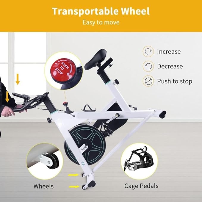 Indoor Exercise Bike,Stationary Bikes for Home Spin Indoor Exercise Bike with LCD Monitor and Comfortable Seat Cushion for Home Gym Cardio Fitness Training