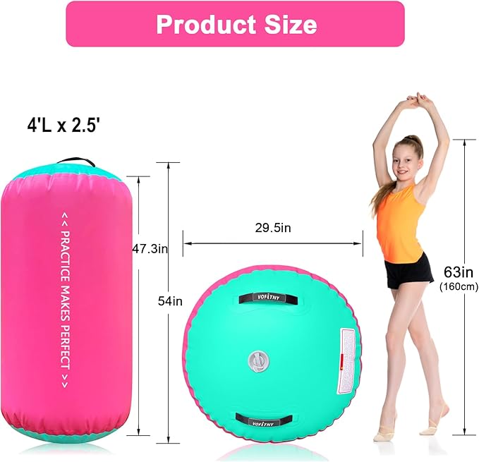 VOFiTNY Gymnastics Tumbling Equipment Air Barrel Inflatable Octagon Tumbler Roller Back-bend Trainer Cheerleading Without Pump