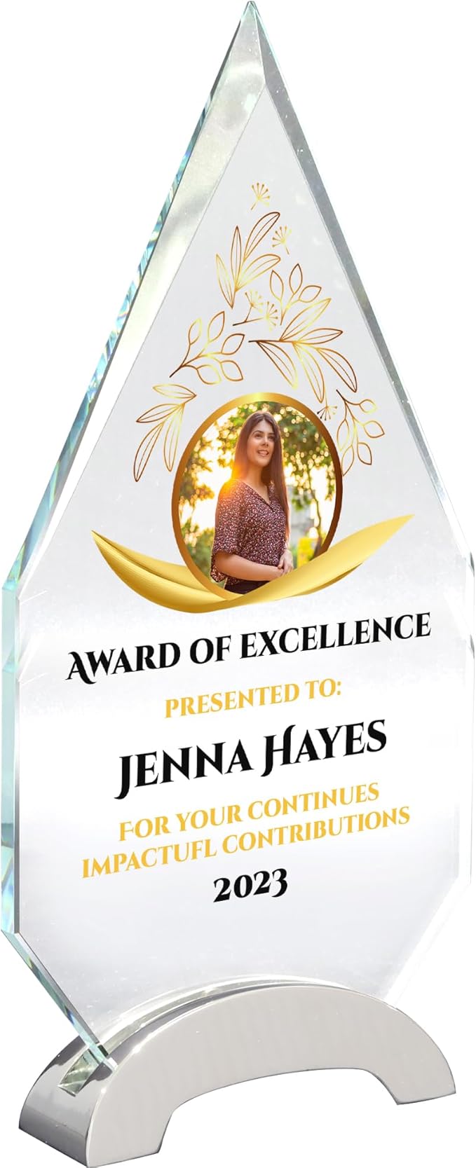 9 1/4" Personalized Glass Plaque for Awards and Trophies, Custom Award for Employee of the Month, Retirement, Leadership and Appreciation Gift P (Design 1)