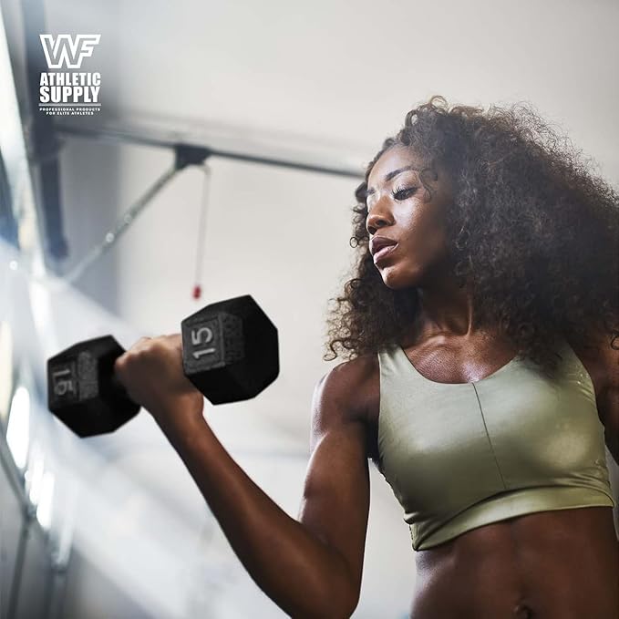 WF Athletic Supply 200Lb Dumbbell Set, 10-30Lb Dumbbell Set with Two-Tier Storage Rack for Muscle Toning, Strength Building & Weight Loss - Multiple Choices Available