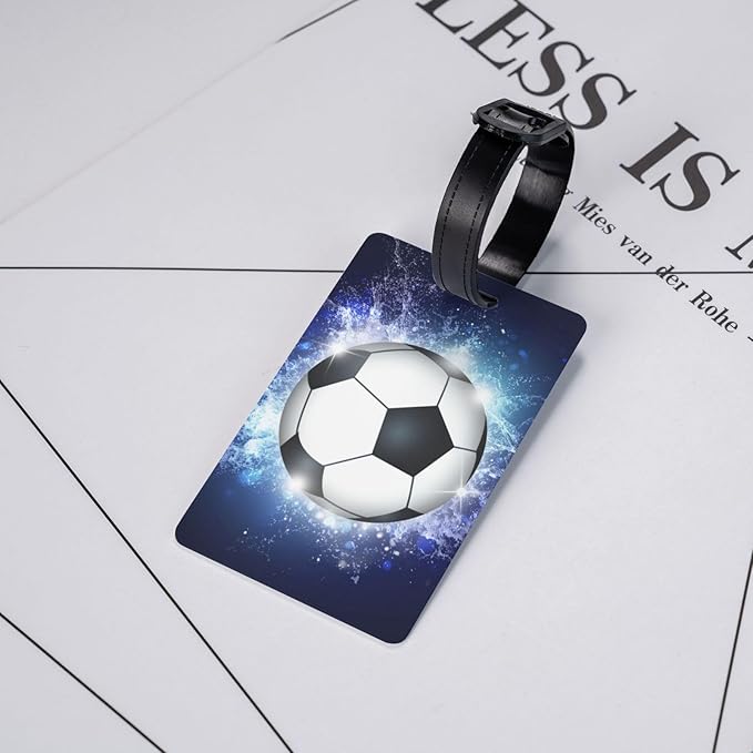 Soccer Backpack Tags for Boys, Kids Luggage Tags for Suitcases, Sports Name Tags for Teens Adults for Travel, Cool Small Bag Tag ID Identifier Label for Travel Bags