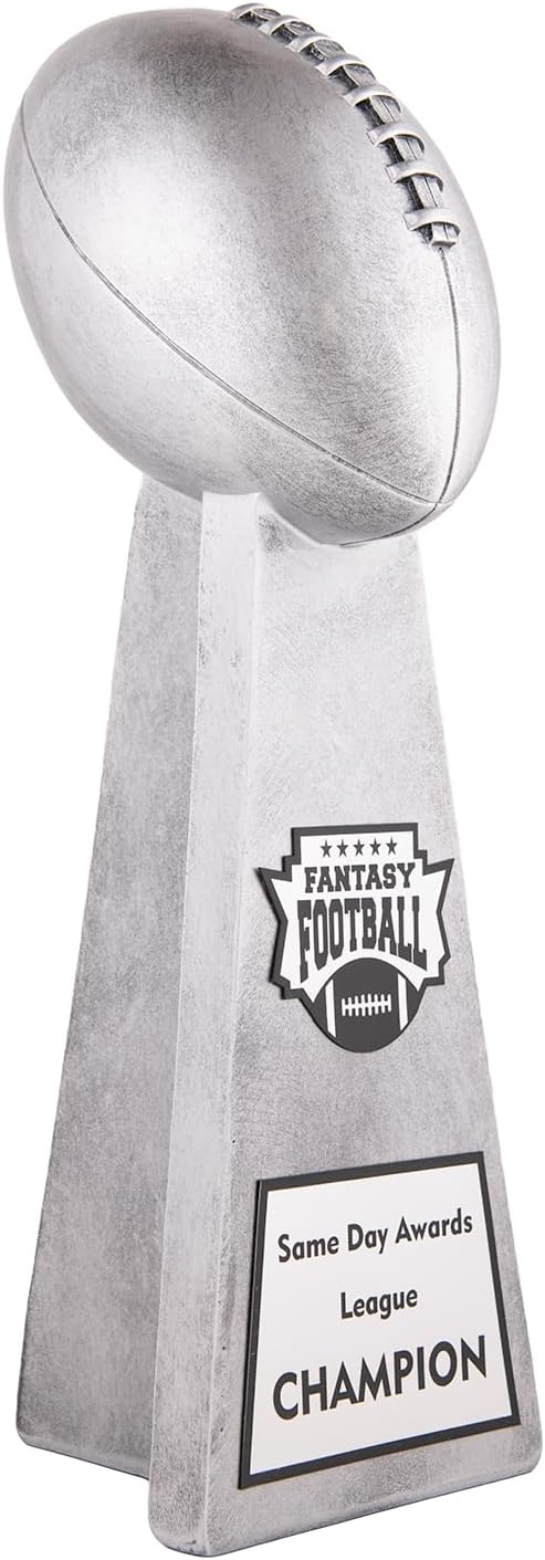 Lil' Vince Silver Fantasy Football Trophy - Custom Engraved Replica Tower Award for Fantasy Football League Champion Draft Parties End of Season Trophy
