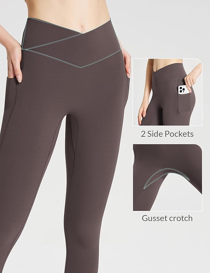 BALEAF Women's Leggings with Pockets Black Tummy Control Workout High Waisted Athletic 7/8 Ultra Soft Gym Yoga Ankle Pants