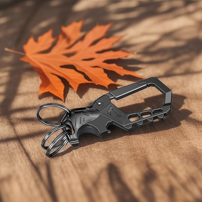 Heavy duty metal keychains, Carabiner clip Car key chains,Fashion family keychain bottle opener and 3 Key Rings suitable for men and women.(Black+Multicolor)