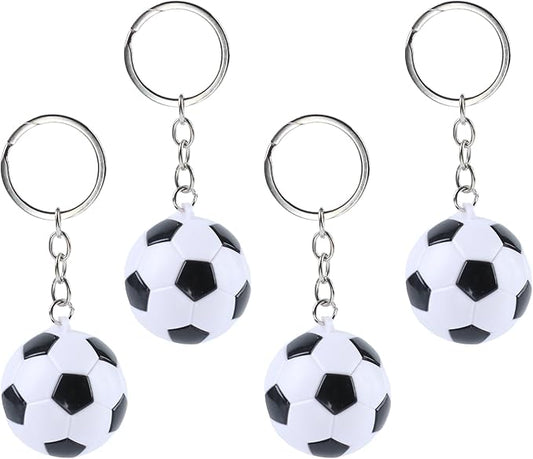 4Pcs Soccer Keychains, Funny Backpack Charms Key Chains, PVC 1.5inch/3.8cm Football Keychain