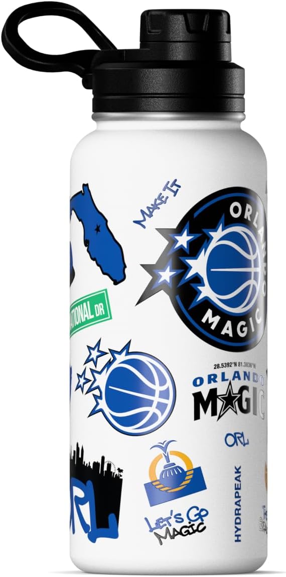 Hydrapeak x NBA Officially Licensed Orlando Magic 32 oz Active Water Bottle with Chug Lid Reusable Stainless Steel Double Wall Insulated Sports Gift, Celebrating The City Of Orlando