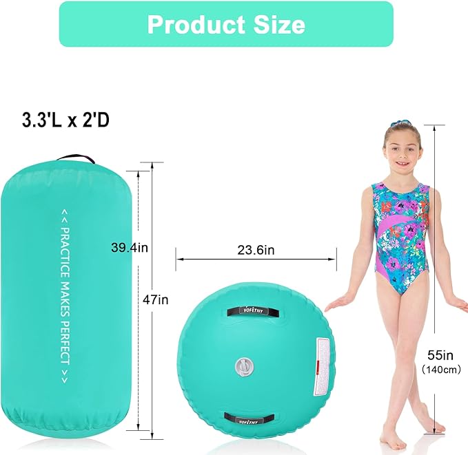 VOFiTNY Gymnastics Tumbling Equipment Air Barrel Inflatable Octagon Tumbler Roller Back-bend Trainer Cheerleading Without Pump