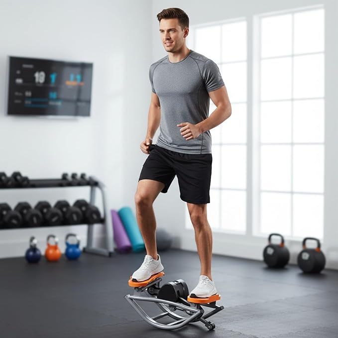 Rock Stepper Side to Side, 49x27x23cm Portable Stepper Machine with A Pull Cord, Compact Steppers for Exercise at Home, The Rock Steppers with Shock-Absorbing Pads, Silent, High Carbon Steel