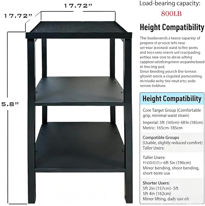 Black Heavy Duty Adjustable Dumbbell Stand & Kettlebell Stand - Adjustable Dumbbell Weight Rack, Weight Stand for Dumbbells, Weight Rack for Home Gym with Non-Slip Base, Anti-Tip Safety & Space-Saving Design