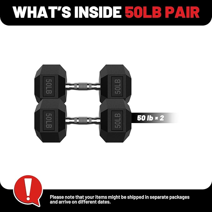 PAPABABE Hex Dumbbell Set with Rubber Grip 2.5-125lb, Odorless Rubber Coated Weight Fixed Dumbbells Set of 2, Weights for Women at Home, Hand Weights for Home Gym & Strength Training,Pesas Para Ejercicios
