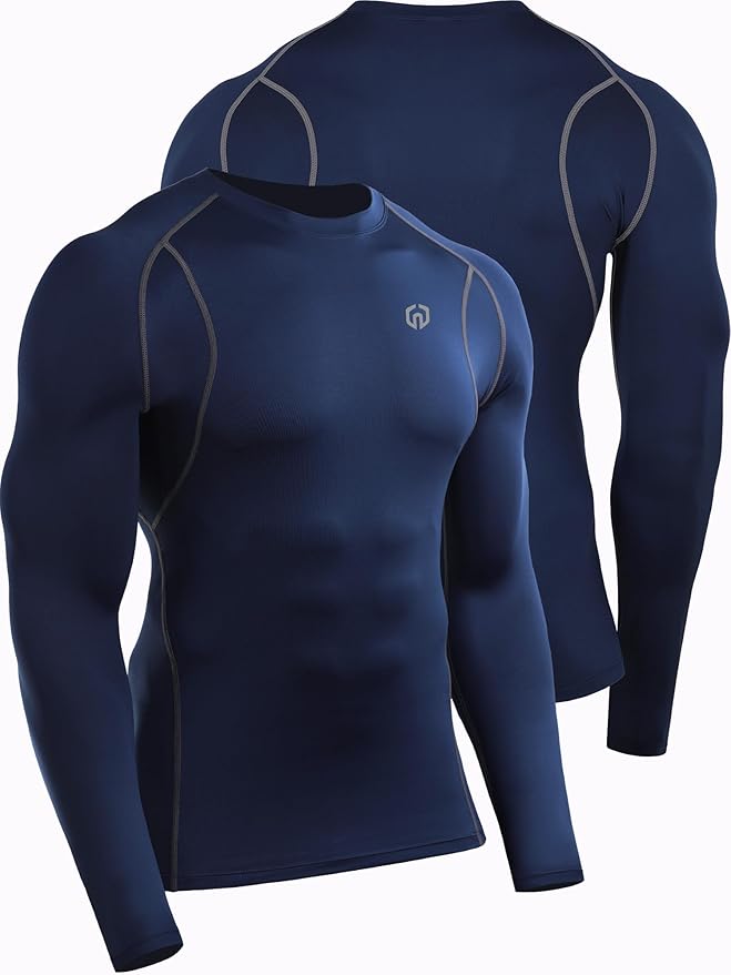 NELEUS 4 Pack Men's Workout Long Sleeve Shirts Compression Dry Fit Muscle Tops