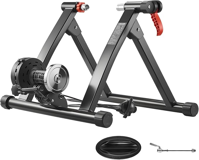 VEVOR Bike Trainer: 3 Types - Smart (1-13L, Compatible with Zwift App), Fluid, or 6L Magnetic for 26-29"/700C Wheels, Foldable Stand with Quick Release & Wheel Riser Block