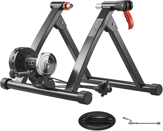 VEVOR Bike Trainer: 3 Types - Smart (1-13L, Compatible with Zwift App), Fluid, or 6L Magnetic for 26-29"/700C Wheels, Foldable Stand with Quick Release & Wheel Riser Block