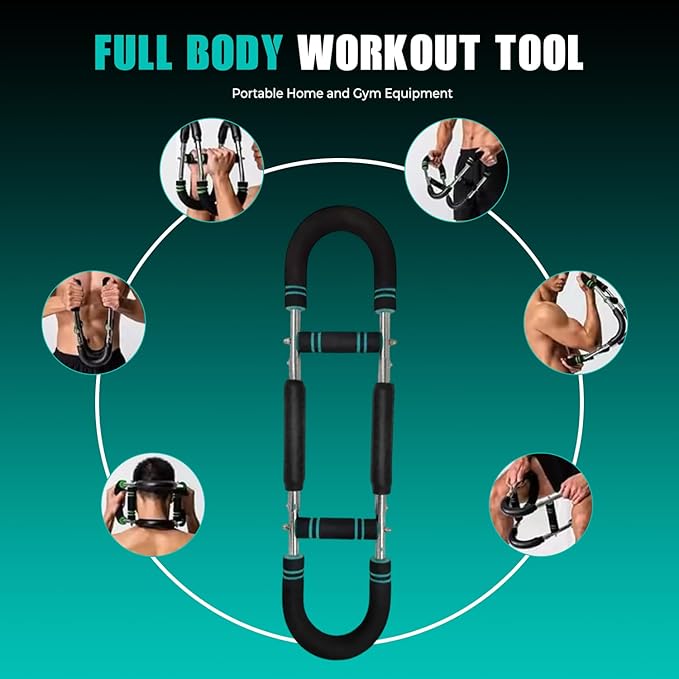 Twister Arm Trainer – Adjustable Power Twister Bar for Men - Chest, Arm & Shoulder Workout Equipment - Portable Spring Resistance Chest Expander for Home Gym & Upper Body Strength Training