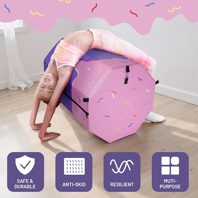 Kangaroo Hoppers Gymnastics Octagon Tumble Mat 24"x26" / 19"x23" with Carrying Handles, Somersault Backbend Tumbling Trainer for Home Gym Exercise