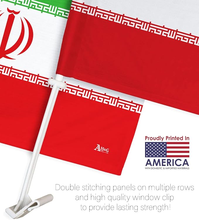 World Cup 2022 Iranian Car Flag Bandera para Carros De Iran Auto Decorations Small Banner for Window Clip Pole Accessories FIFA Sports Fans Outdoor Flags Trophy Game Football Soccer Gifts Made in USA