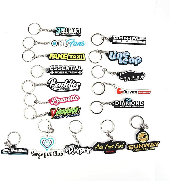 50 Pack Custom Keychains in Bulk with Company Logo or Text 3D PVC Rubber Key Tag Ring Promotional Items for Event