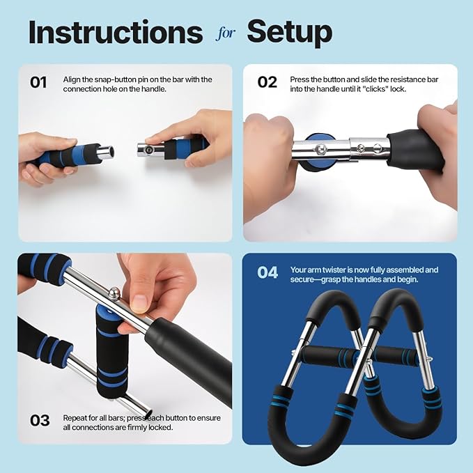 Twister Arm Trainer for Men | 2 Pairs of Springs 30–120 lbs | Fitness Equipment | Gym Equipment for Home | Chest and Arm Trainer | Arm Exercise Equipment | Calisthenics Equipment