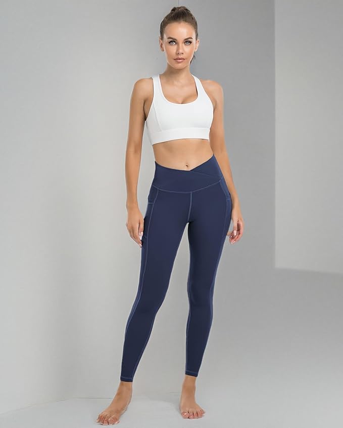 4 Pack Leggings with Pockets for Women,High Waist Tummy Control Workout Yoga Pants