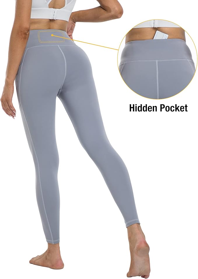 4 Pack Leggings with Pockets for Women,High Waist Tummy Control Workout Yoga Pants